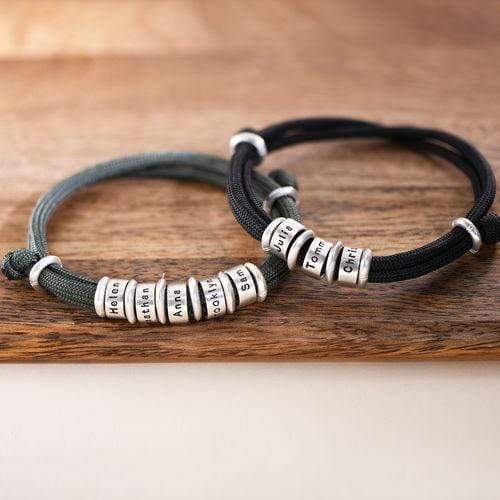 Father's Day Gift Men Black Cord Bracelet with Custom Beads Bracelet For Man MelodyNecklace