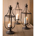 Metal Lanterns with Glass Inserts Set/3