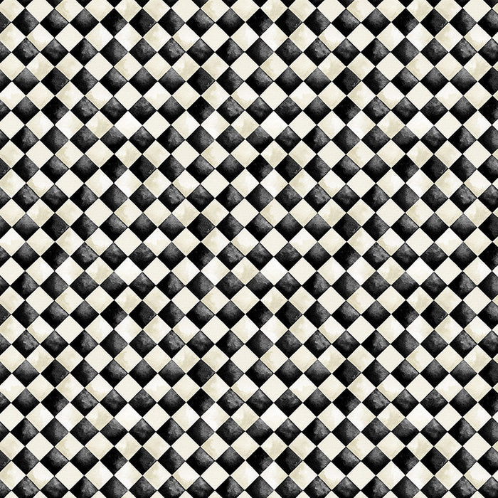 Midnight Hollow - Halloween Check in Midnight - by Jennifer Lambein with Windham Fabrics