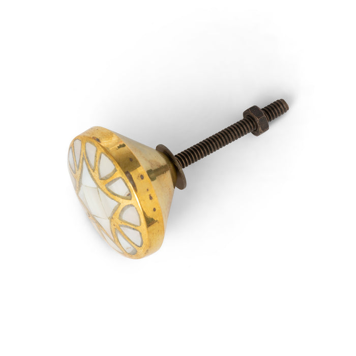 Mother of Pearl and Brass Knobs Set/12