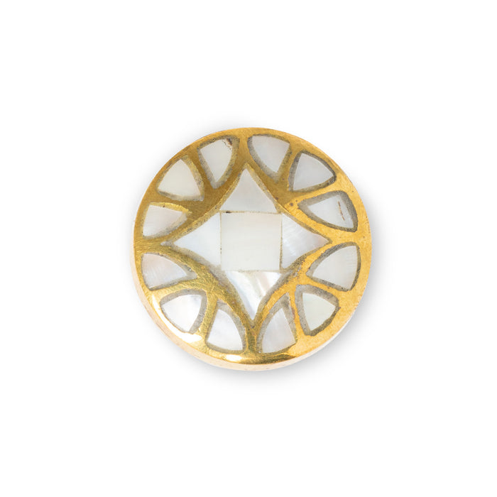 Mother of Pearl and Brass Knobs Set/12