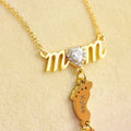 Mother's Day Personalized Diamond Heart Mom Necklace With Baby Feet Stainless steel / Gold Mom Necklace MelodyNecklace