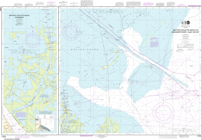 NOAA Print-on-Demand Charts US Waters-Baptiste Collette Bayou to Mississippi River Gulf Outlet;Baptiste Collette Bayou Extension-11353