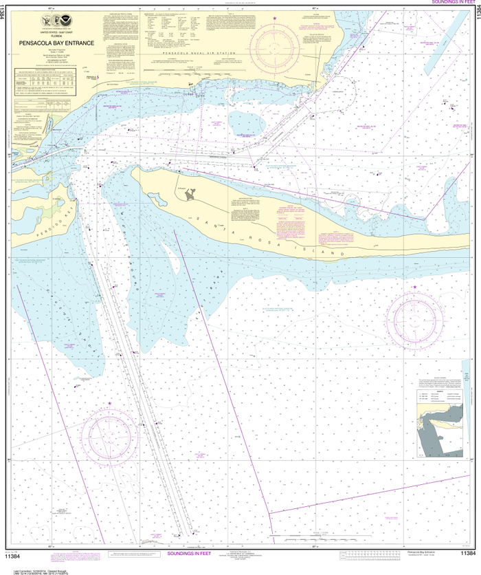 NOAA Print-on-Demand Charts US Waters-Pensacola Bay Entrance-11384