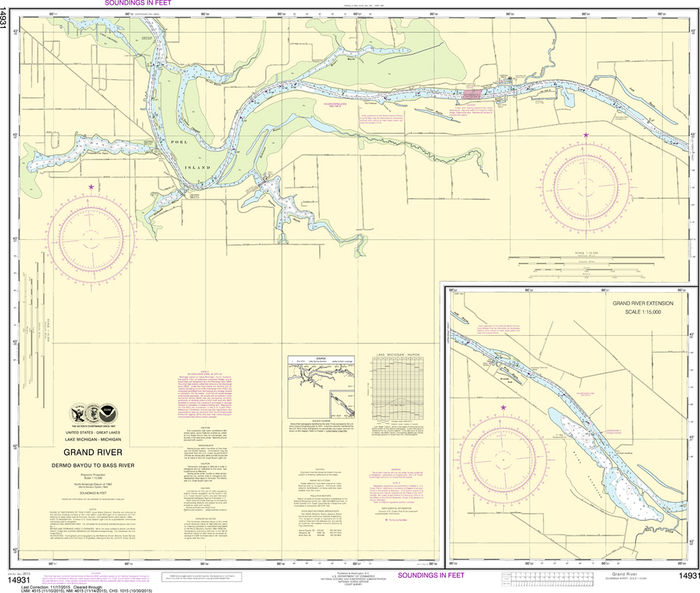 NOAA Chart 14931: Grand River, from Dermo Bayou To Bass River