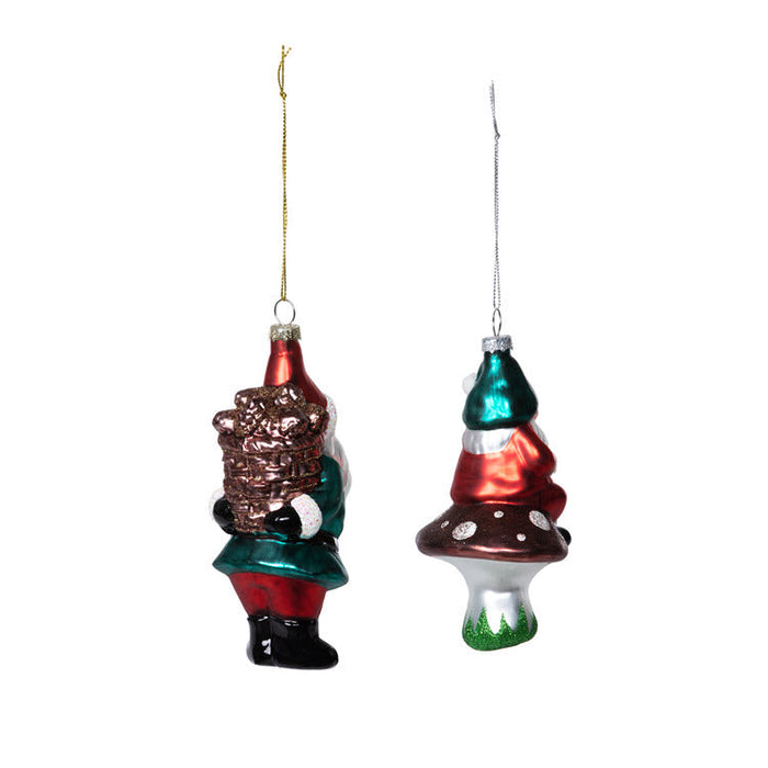 Nordic Gnome Glass Ornament 2 Assorted Styles Set/6