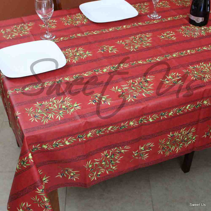 Wipeable Tablecloth Rectangle Spillproof French Acrylic Coated Clos De Oliviers - Sweet Us