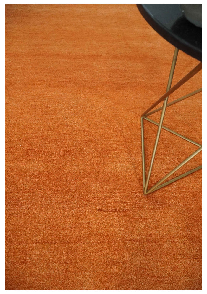 Orange Solid Plane Woolen Hand Tufted Southwestern Gabbeh wool area Rug - The Rug Decor