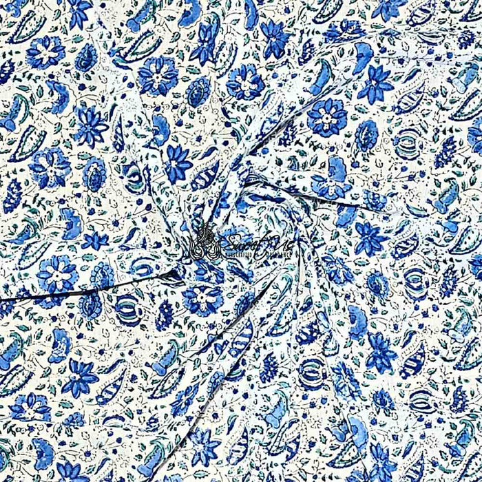 Fiorella Lightweight Floral Cotton Scarf — Sea Haze - Sweet Us