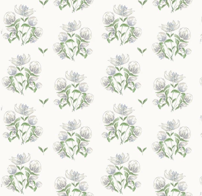 Peonies in White Wallpaper