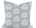 Peony Bundle in Salt on Blue Custom Pillow