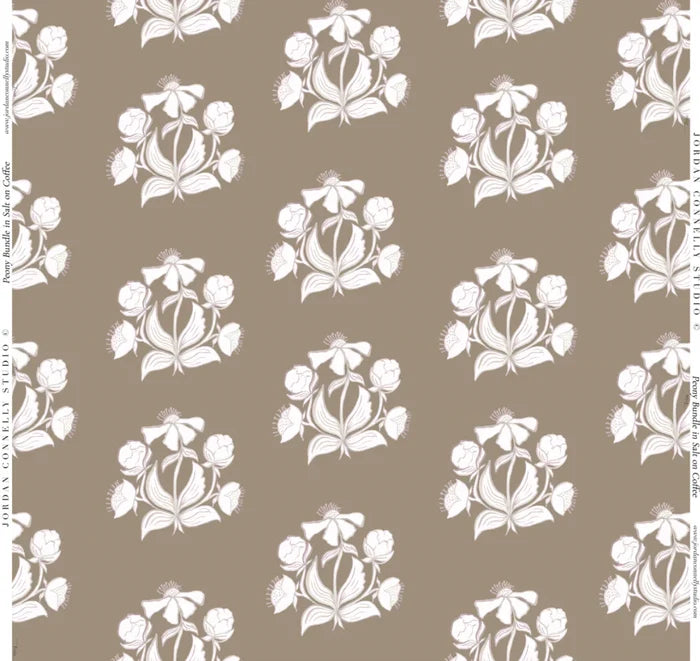Peony Bundle in Salt on Coffee Wallpaper SWATCH