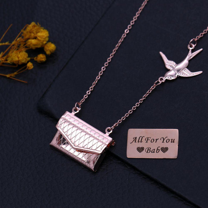 Christmas Gift Personalised Photo Envelope Necklace with Bird Necklace MelodyNecklace