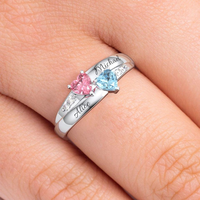 Christmas Gift Personalized Heart Birthstone Ring Ring MelodyNecklace