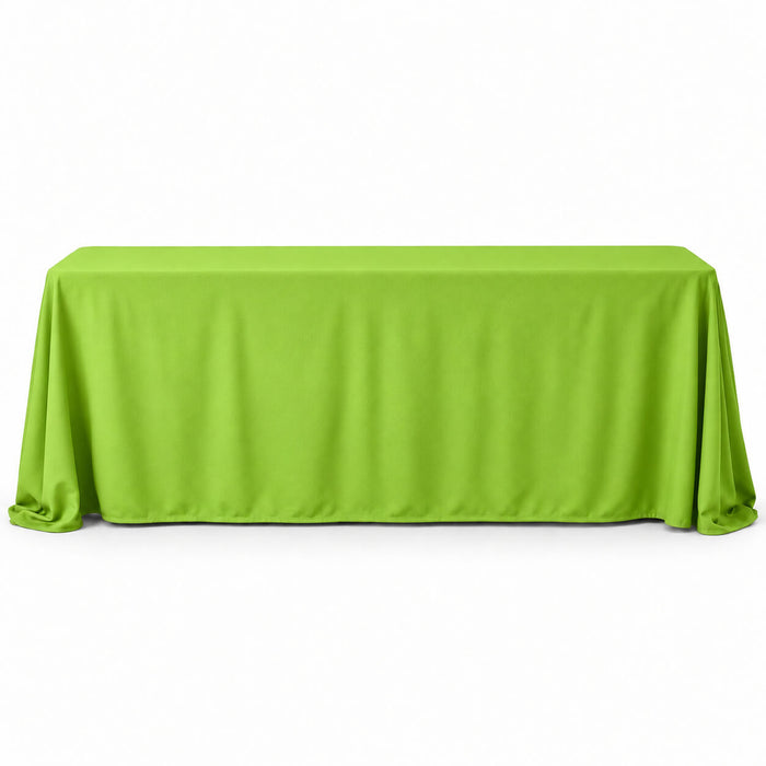 Apple green polyester tablecloth 90"x156" with seamless finish.