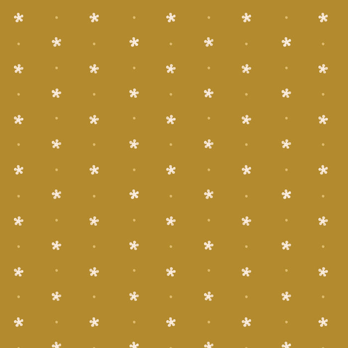Retro Meadow - Dotty - Mustard - by Sophie Rowe with Cloud9 Organic Fabrics