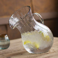 Ribbed Tilted Glass Pitcher