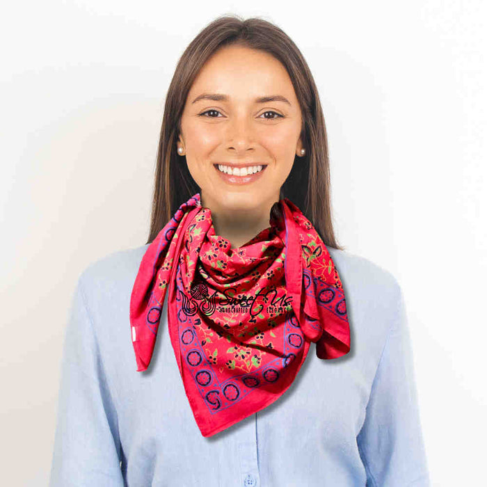 Riviera Petals Lightweight Floral Cotton Scarf — Elysian Rouge - Sweet Us
