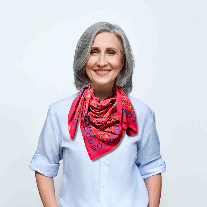 Riviera Petals Lightweight Floral Cotton Scarf — Elysian Rouge - Sweet Us