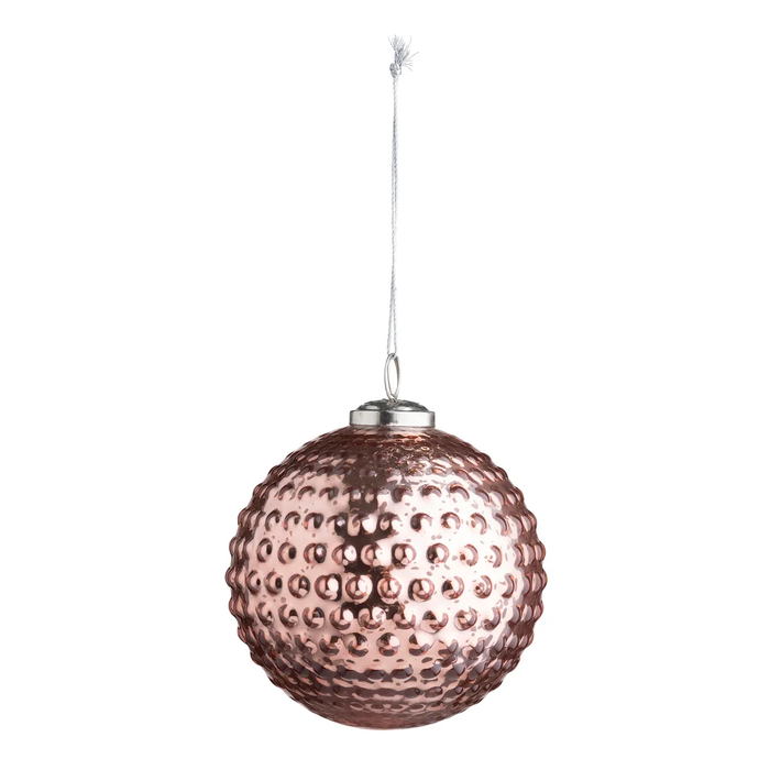 Round Hobnail Rose Mercury Glass 5" Ornaments Set/12