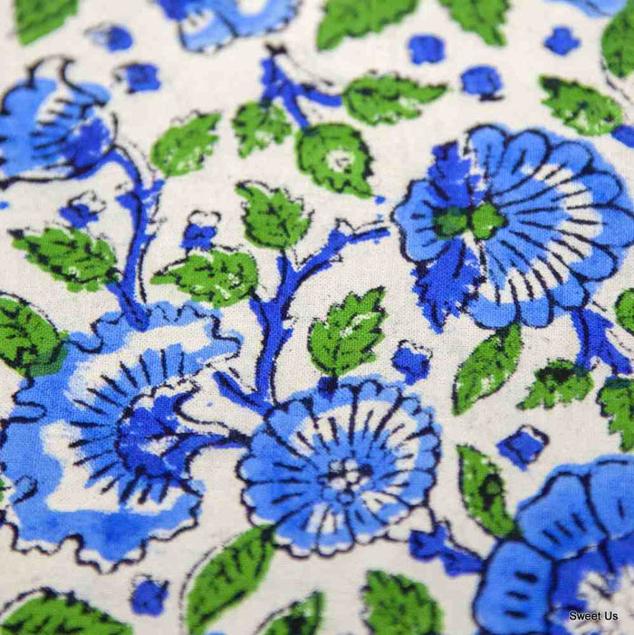 Royal Paisley Floral Block Print Table Napkin, Seaglass Symphony - Sweet Us