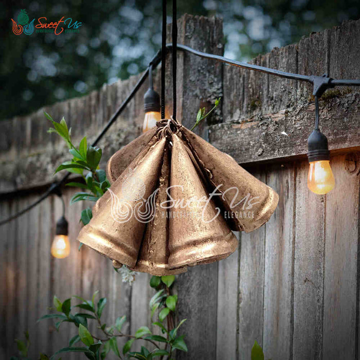 12 pcs Rustic Tin Bells for Crafts Handmade Cone Cow Bells Shopkeepers Door Bell - Sweet Us