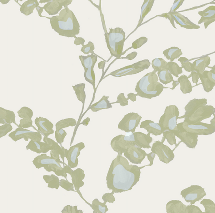 Ruth in Blue on Green Wallpaper