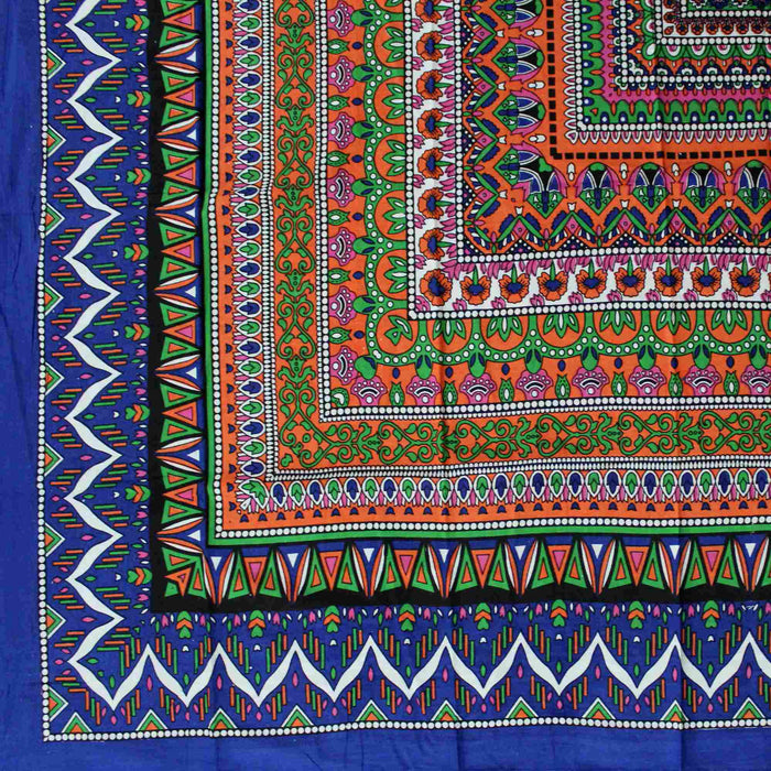 Floral Mandala Cotton Tablecloth Blue Green Beach Sheet Round Square - Sweet Us