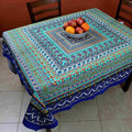 Floral Mandala Cotton Tablecloth Blue Green Beach Sheet Round Square - Sweet Us