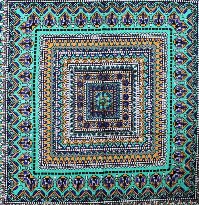Floral Mandala Cotton Tablecloth Blue Green Beach Sheet Round Square - Sweet Us