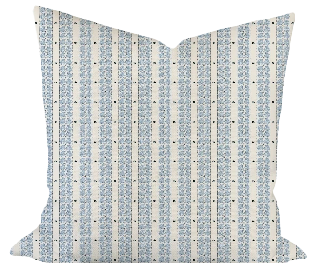 Shell Stripe in Blue Custom Pillow
