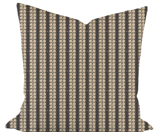 Shell Stripe in Coal Custom Pillow