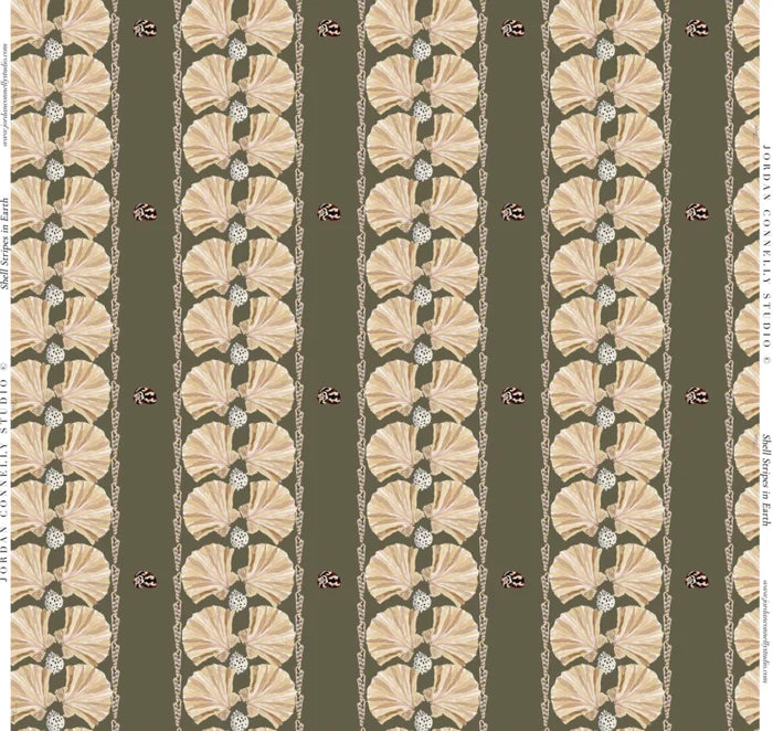 Shell Stripe in Earth Wallpaper