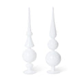 Snow Drift White Glass Finial 2 Assorted Styles Set/4