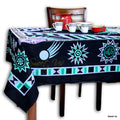 Cotton Celestial Sun Moon Star Tablecloth Rectangle Black Purple Green - Sweet Us