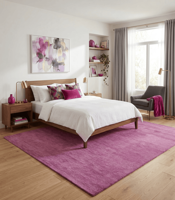 Custom made Solid Plane Purple Woolen Hand Tufted Multi Size wool area Rug - The Rug Decor