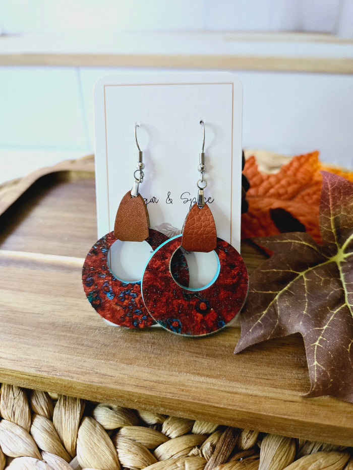 Southwestern Turquoise Acrylic Leather Earrings