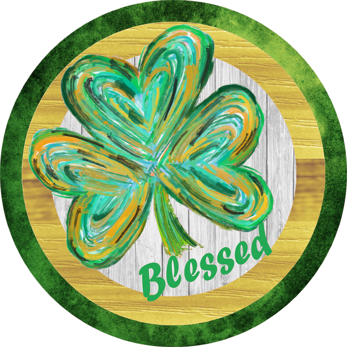 St Patrick's Day Design, Shamrock,  Blessed, Wreath Attachment, Wreath Center