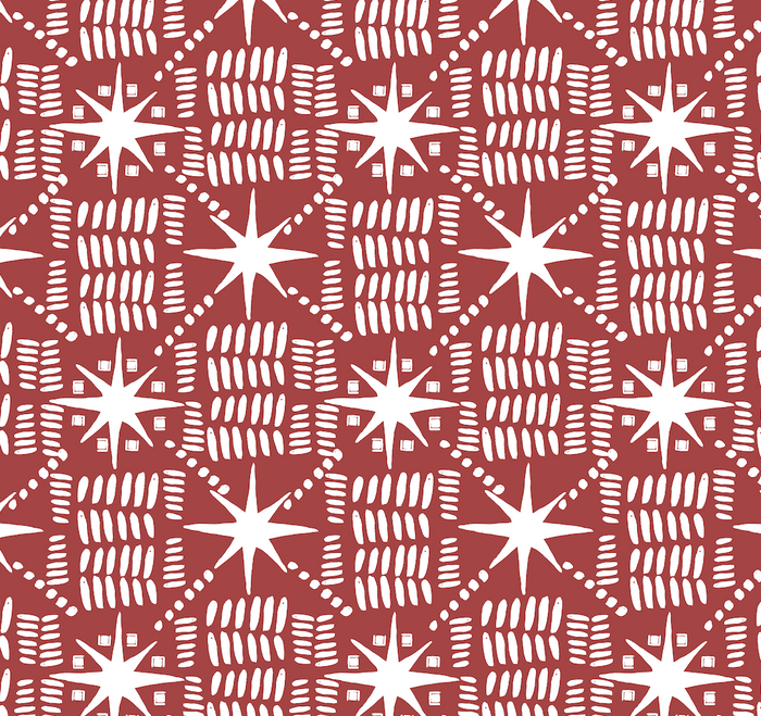 Starburst and Stripes in Red - Fabric