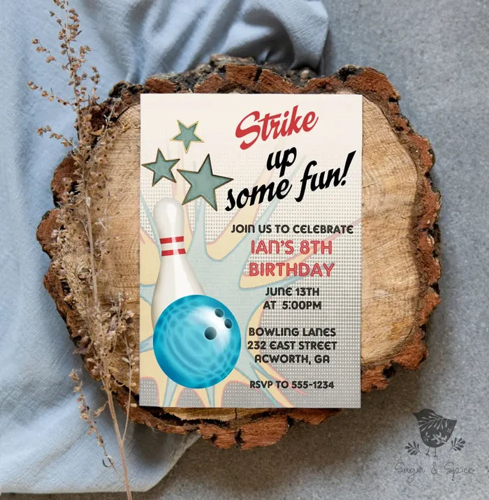 Retro Birthday Birthday Invitation - Premium Digital File from Sugar and Spice Invitations - Just $1.95! Shop now at Sugar and Spice Paper