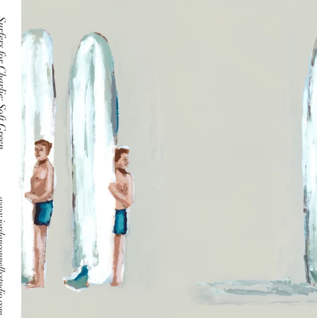 Surfers for Charlie in Soft Green Wallpaper SWATCH