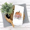 Thankful Pumpkin Floral Tea Towel, Fall Tea Towel, Fall Kitchen Décor, Fall Party Décor