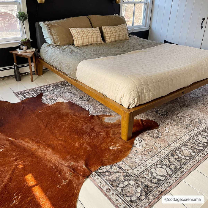 Traditional Turkish Floral Ivory, Brown and Charcoal Multi Size Machine Washable Rug - The Rug Decor