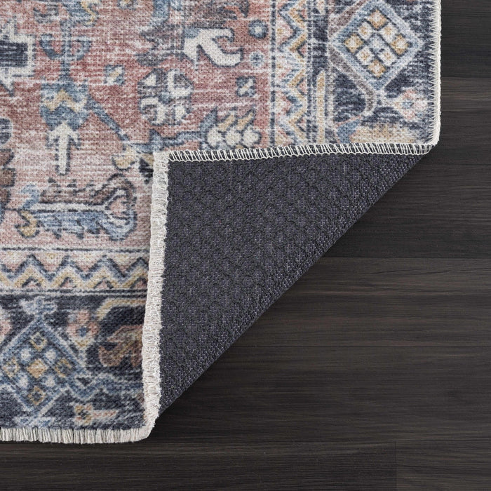 Traditional Vintage Style Turkish Machine Rust, Ivory and Black Machine Washable Area Rug - The Rug Decor
