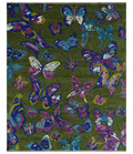 Vibrant Garden of Butterfly Green and Purple Hand knotted Multi size wool Area Rug - The Rug Decor