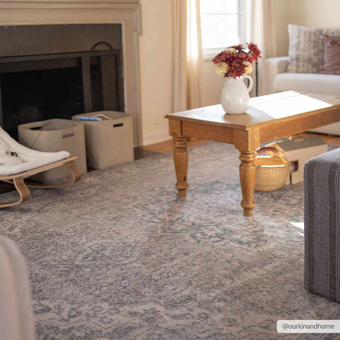 Antique Premium look Vintage Style Medallion design Beige, Brown and Charcoal Heriz Machine Washable Area Rug - The Rug Decor