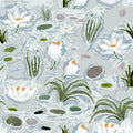 Waterlilies in Blue Fabric SWATCH