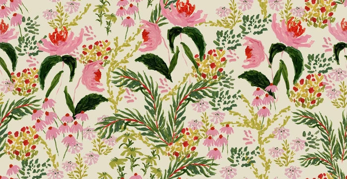 Wild French Garden in Chartreuse Wallpaper SWATCH