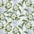 Wild Hydrangea in Blue and Green Fabric SWATCH