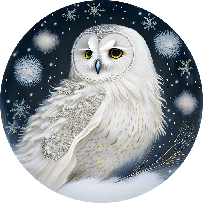 Winter Owl Sign, Holiday Sign, Wreath Center, Wreath Attachment